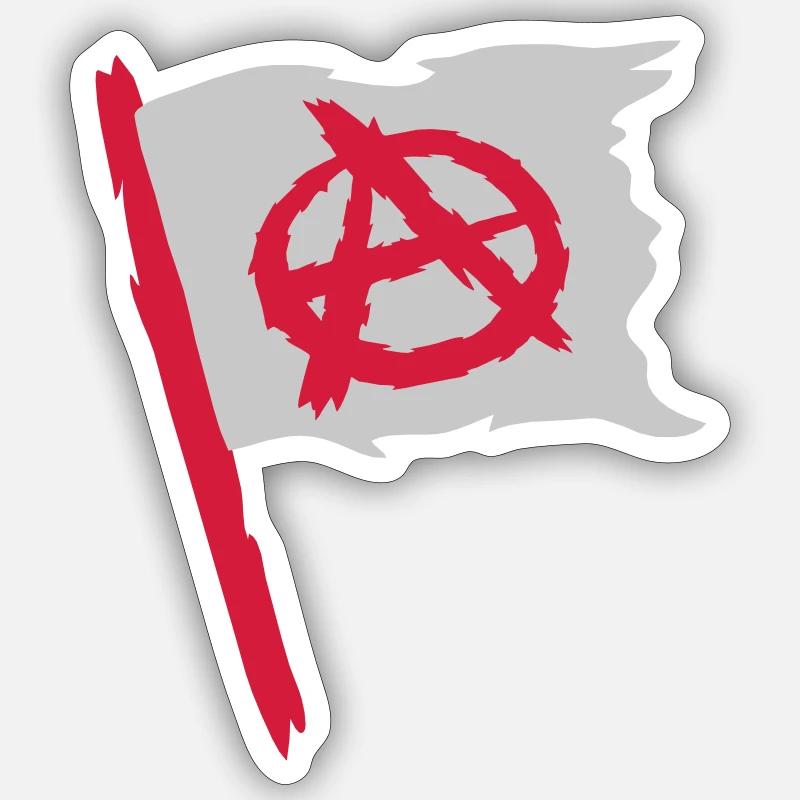 Flag anarchy symbol logo - Sticker size S (10 x 10 cm) - white matte