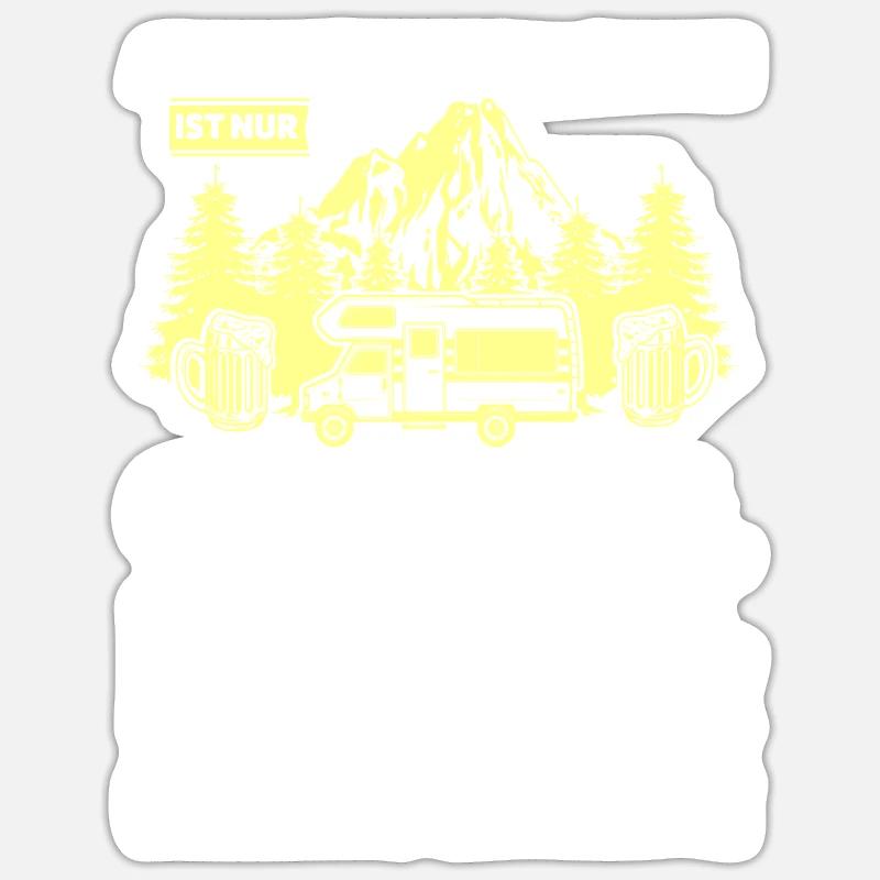 Campen Bier Wohnmobil Geschenk - Sticker Größe S (10 x 10 cm) - Mattweiß