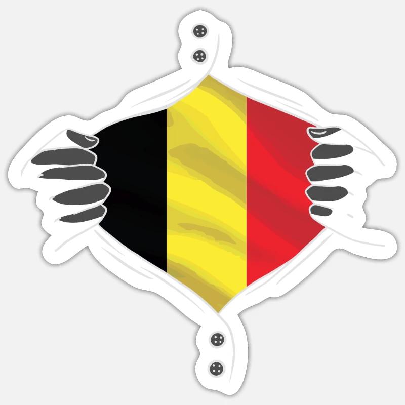 drapeau belge fier - Sticker taille S (10 x 10 cm) - blanc mat