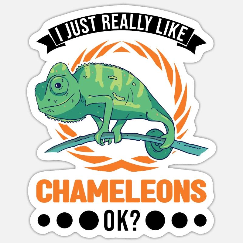 Chameleon Cadeau Caméléon - Sticker taille S (10 x 10 cm) - blanc mat
