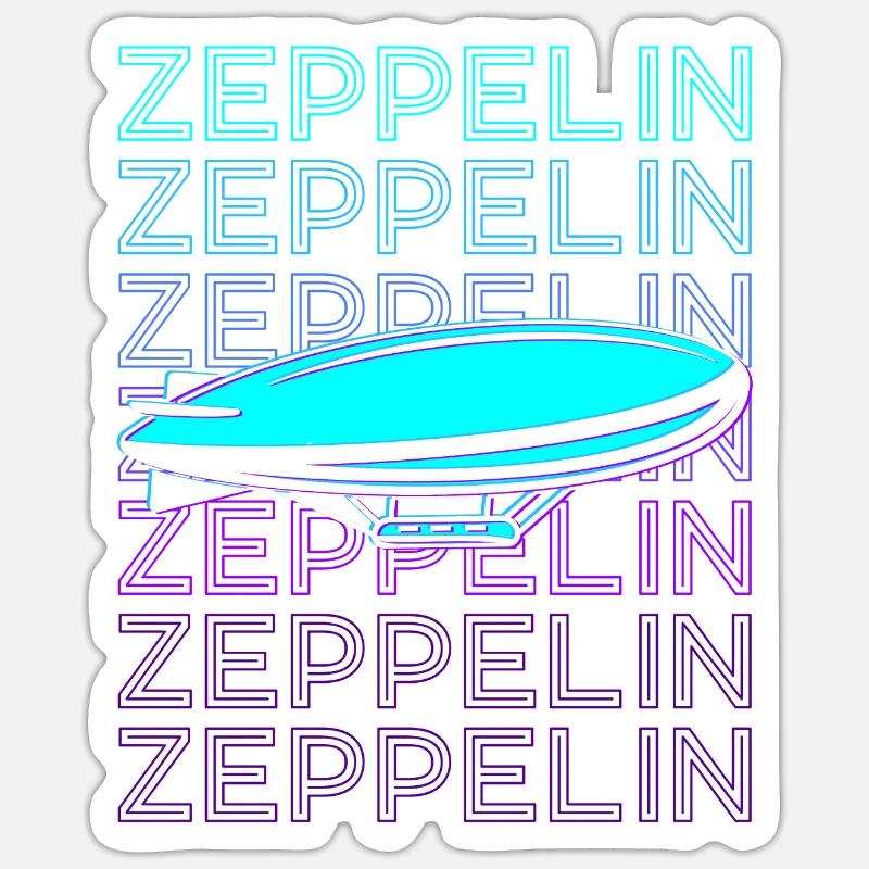 Zeppelin Dirigeable Rétro - Sticker taille S (10 x 10 cm) - blanc mat