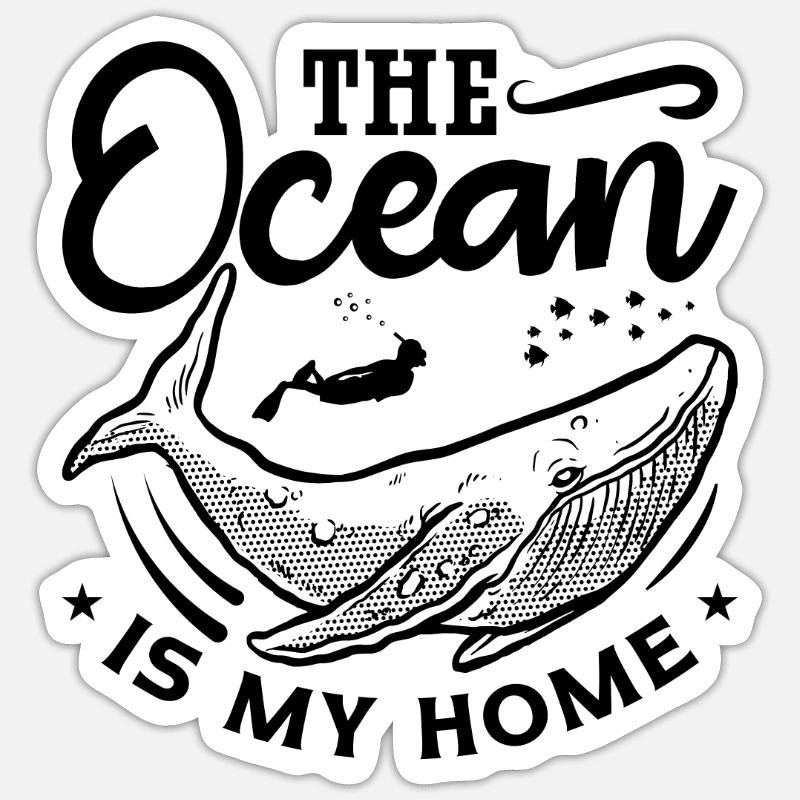 Freitaucher Apnoe Freitauchen Meer Geschenkidee - Sticker Größe S (10 x 10 cm) - Mattweiß