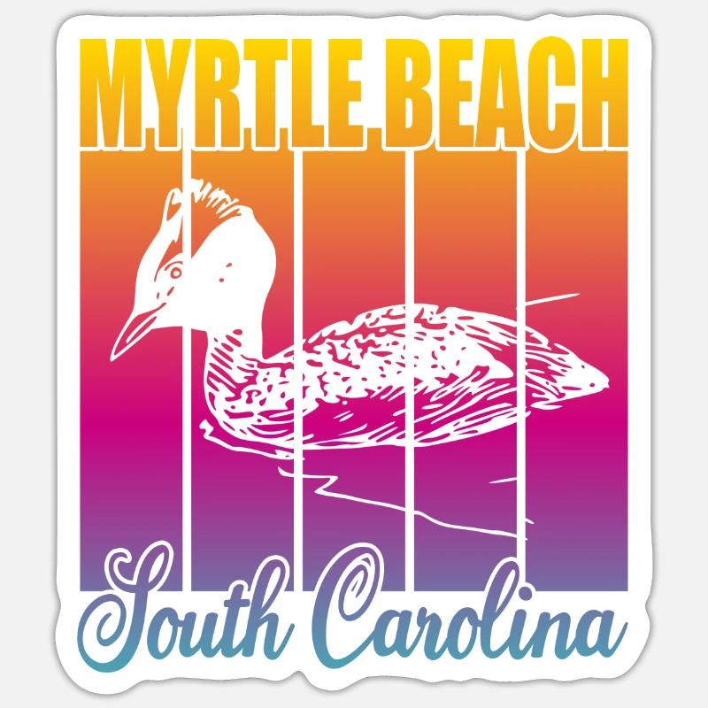 Myrtle Beach Caroline du Sud - Sticker taille S (10 x 10 cm) - blanc mat