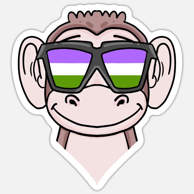 Genderqueer Monkey - Sticker size S (10 x 10 cm) - white matte
