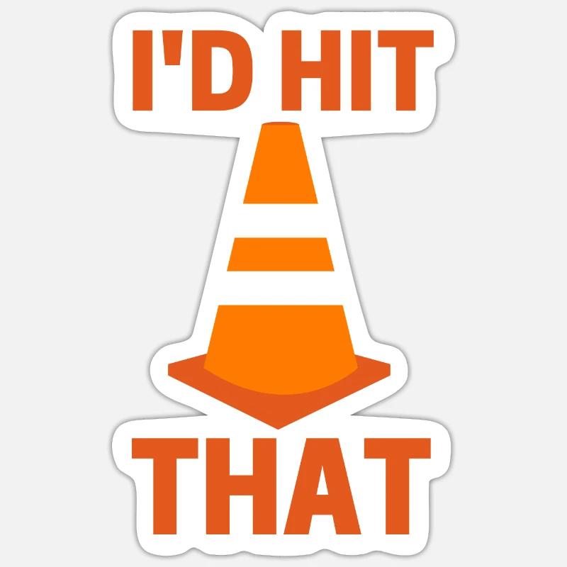 J’avais frappé ce drôle de pilote de cône orange autocross Sticker taille S (10 x 10 cm)