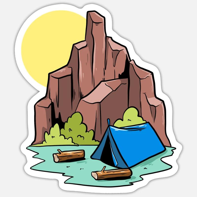 Camper Campingplatz Camping Camping - Sticker Größe S (10 x 10 cm) - Mattweiß