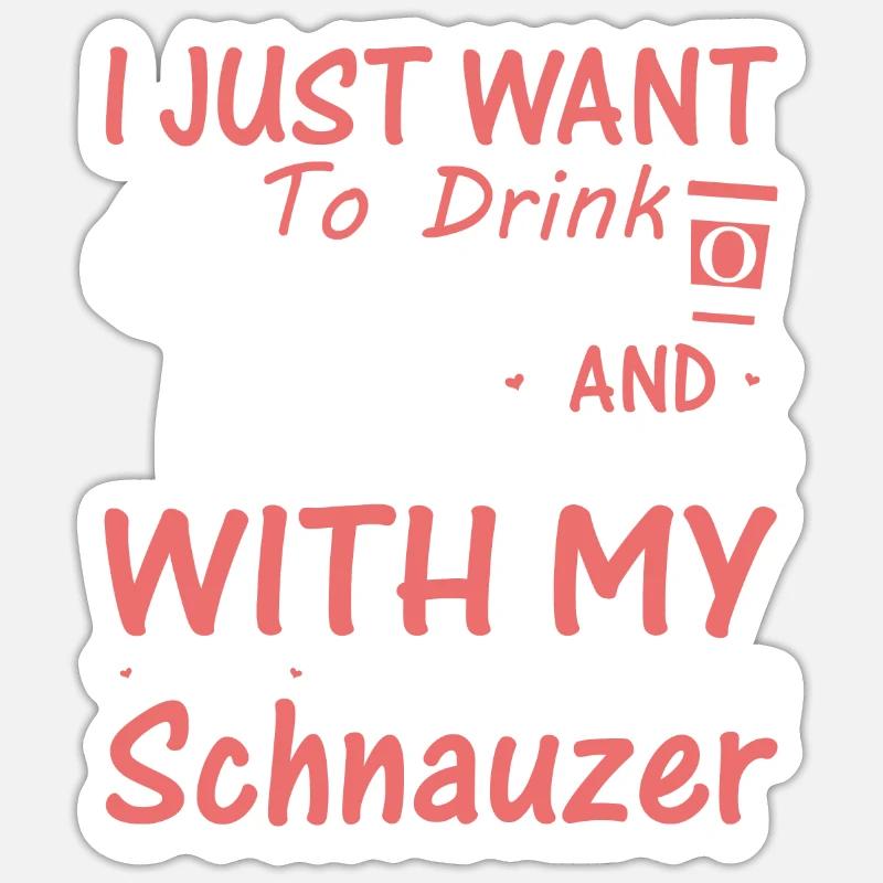 Coffee Drink Cuddle Miniature Schnauzer - Sticker size S (10 x 10 cm) - white matte