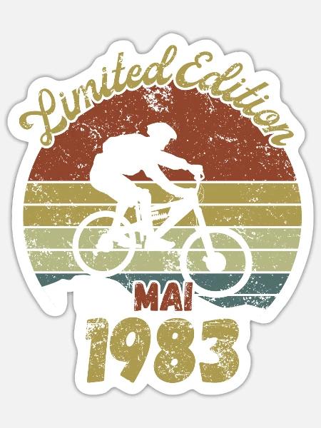 Geburtstag Fahrrad Bike May 1983 - Sticker Größe S (10 x 10 cm) - Mattweiß