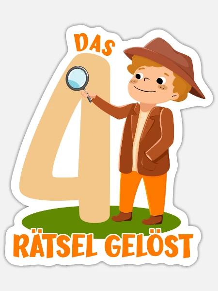 Kleiner Detektiv 4. Geburtstag Jungen Geschenk - Sticker Größe S (10 x 10 cm) - Mattweiß