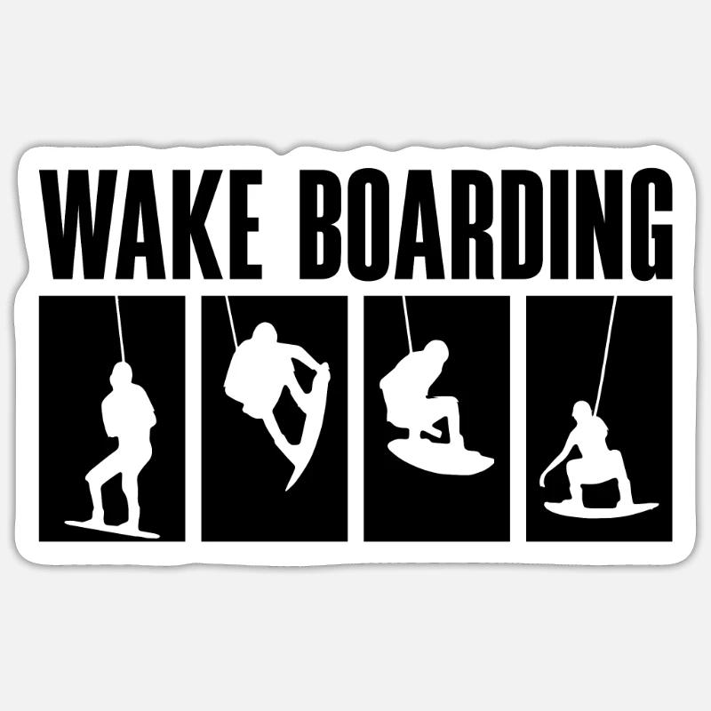 Wakeboard Wakeboarder Wakeboarding Idée Cadeau - Sticker taille S (10 x 10 cm) - blanc mat