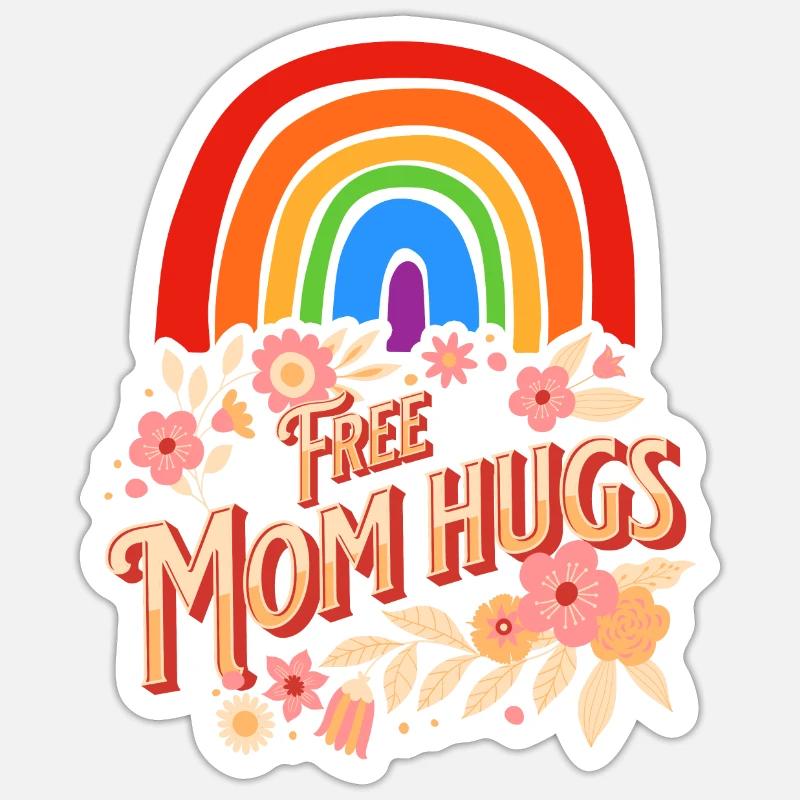 Câlins gratuits pour maman - Sticker taille S (10 x 10 cm) - blanc mat