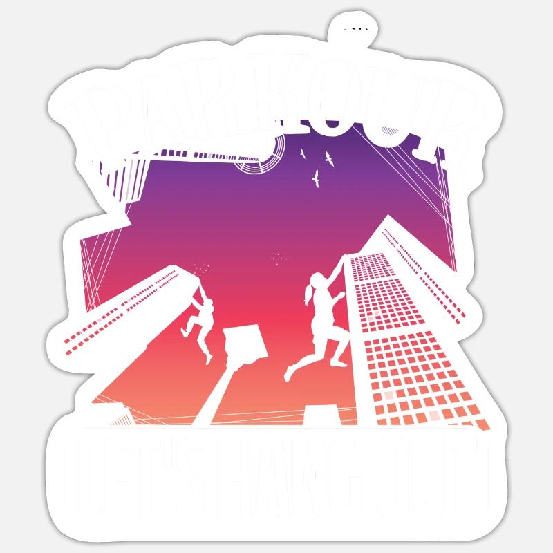 Parkour Freerunning Traceur - Sticker Größe S (10 x 10 cm) - Mattweiß