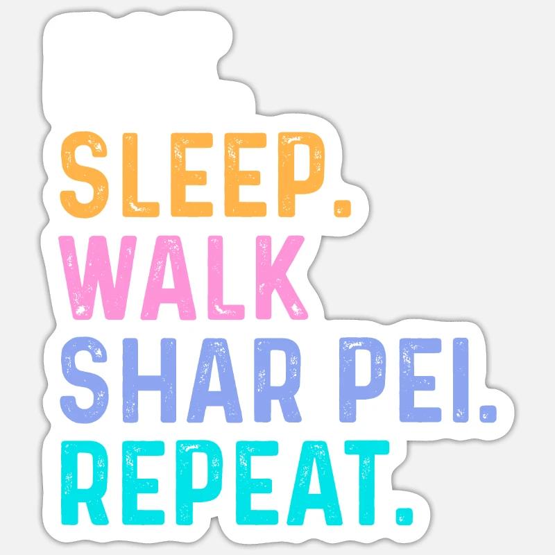 Manger Sleep Walk Shar Pei Répéter Sticker taille S (10 x 10 cm)