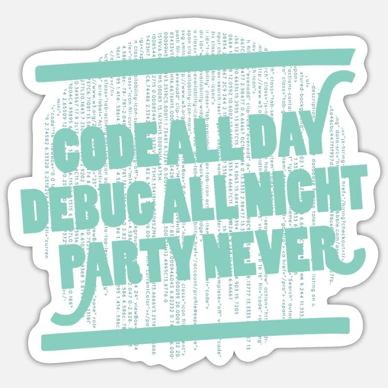 Code All Day Programmierer Hacker Computercode Sticker Größe S (10 x 10 cm)