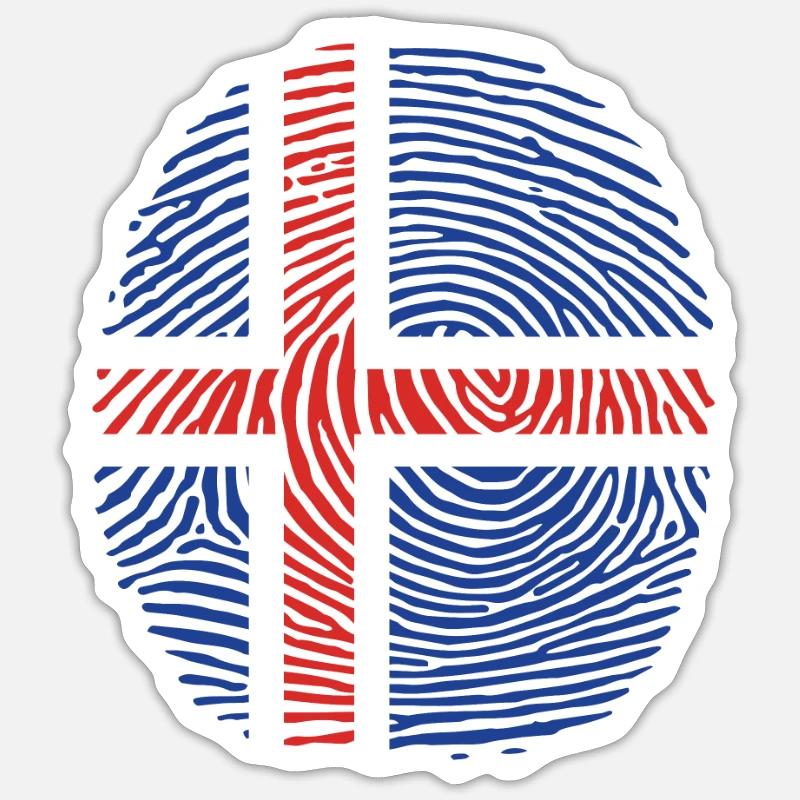 Empreinte digitale du drapeau islandais Sticker taille S (10 x 10 cm)