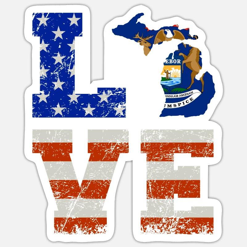 Dear Michigan Us flag gift - Sticker size S (10 x 10 cm) - white matte