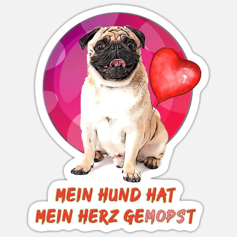Mops Design - Sticker Größe S (10 x 10 cm) - Mattweiß