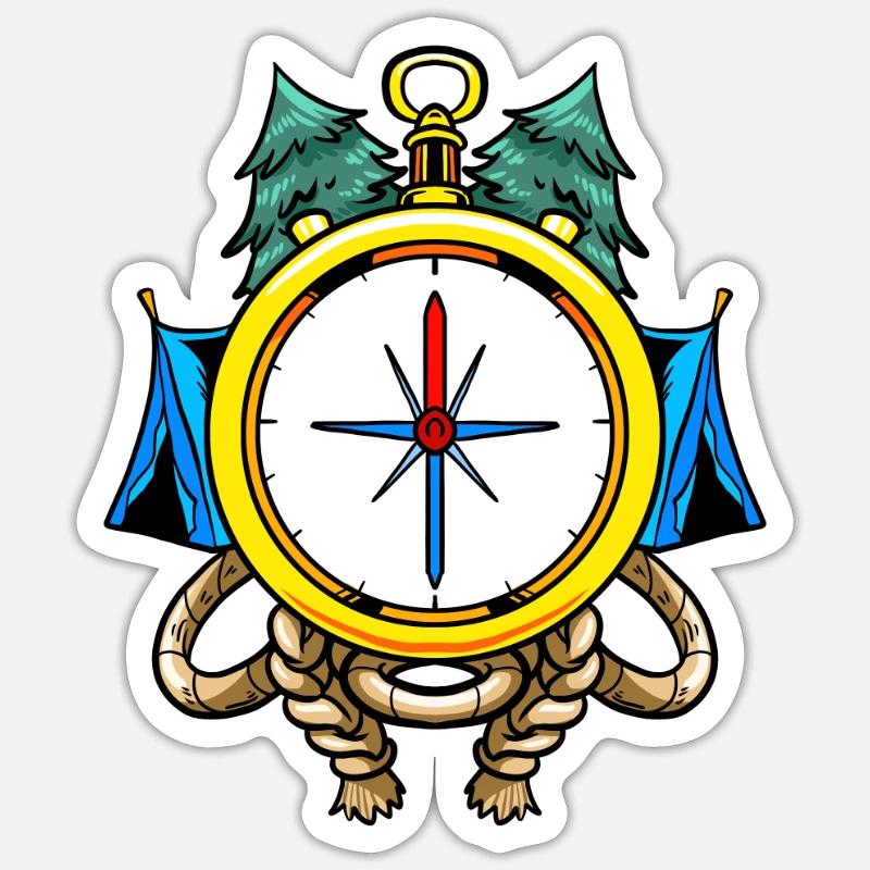 Compass Camp Campsite Camper Camping Sticker size S (10 x 10 cm)