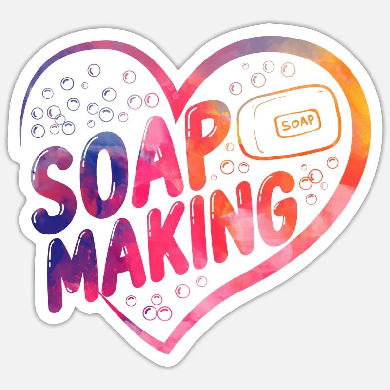 Soap Making Crafting Heart - Sticker size S (10 x 10 cm) - white matte