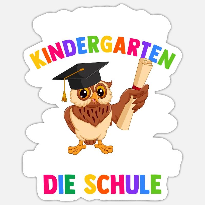 Bye Kindergarten Einschulung Schulkind Eule Sticker Größe S (10 x 10 cm)
