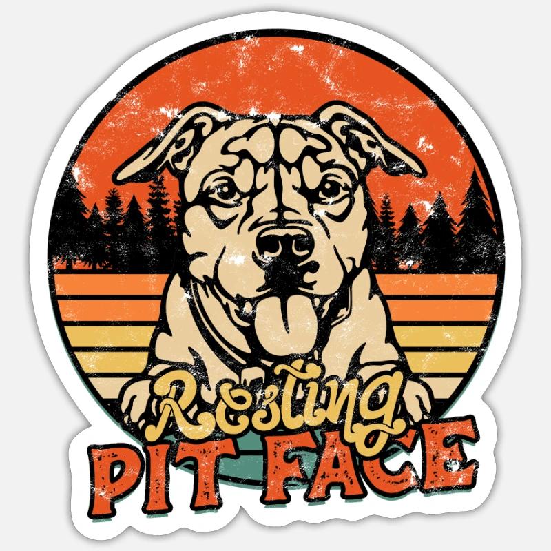 Ruhe-Grubengesicht - Pitbull Sticker Größe S (10 x 10 cm)