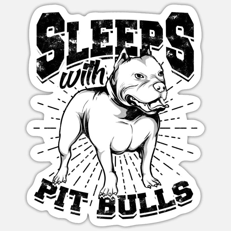 Schlaft mit Pitbulls - Pitbull Terrier - Sticker Größe S (10 x 10 cm) - Mattweiß