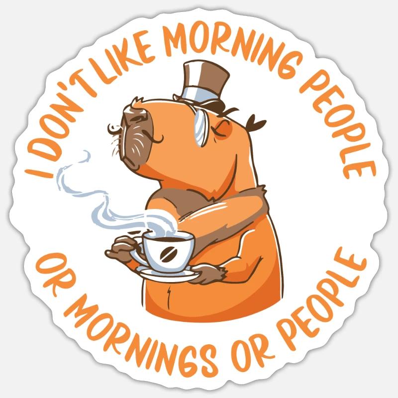 Capybara capybara rongeur - Sticker taille S (10 x 10 cm) - blanc mat
