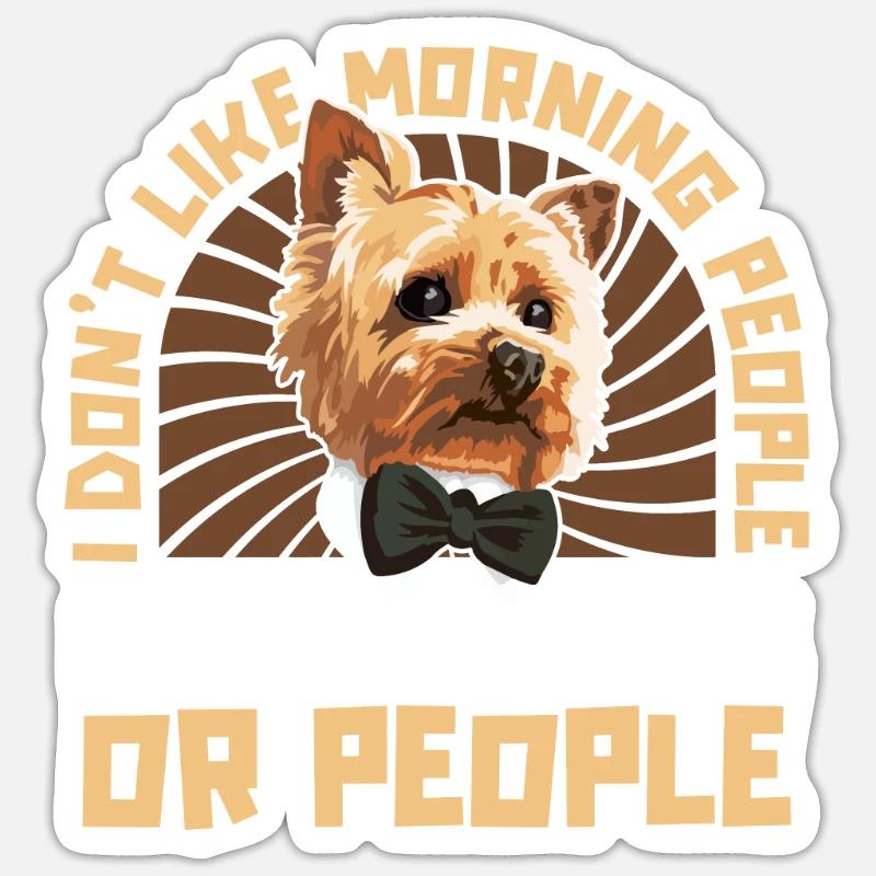 Yorkshire Terrier Hund - Sticker Größe S (10 x 10 cm) - Mattweiß