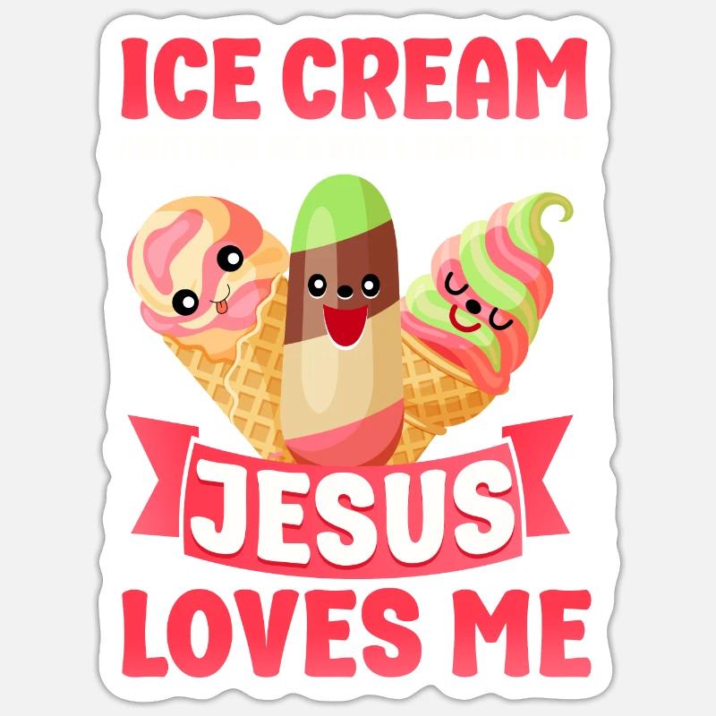 Crème glacée Christian Jesus Cone - Sticker taille S (10 x 10 cm) - blanc mat