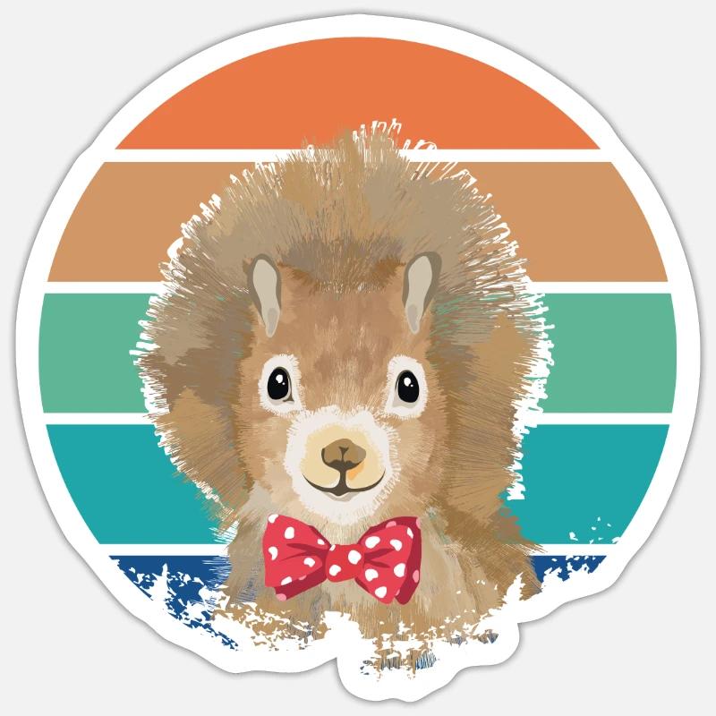 Retro Vintage Eichhörnchen mit Fliege Sticker Größe S (10 x 10 cm)
