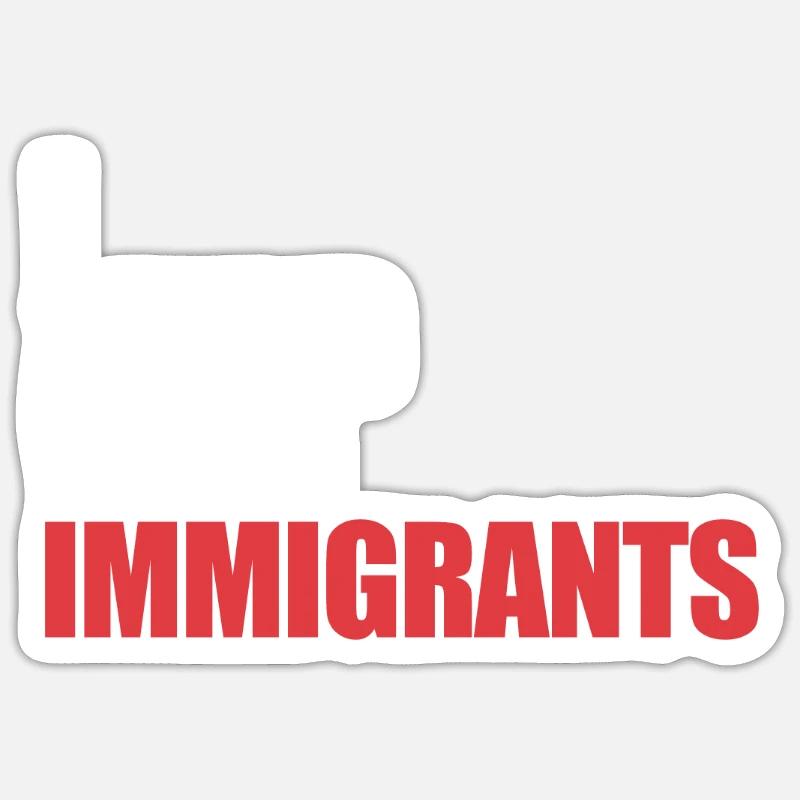 Ich stehe mit Einwanderern Tr�umer mit Einwanderer Sticker Größe S (10 x 10 cm)