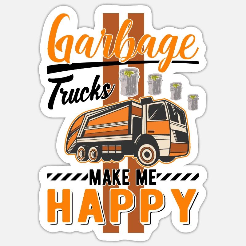 Garbage trucks make me happy garbage collection garbage trucks Sticker size S (10 x 10 cm)