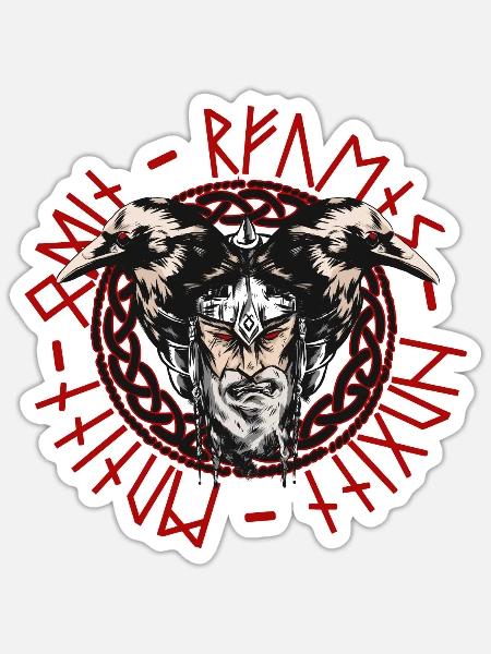 Odin Ravens zwei Ravens Viking Norse Mythologie - Sticker Größe S (10 x 10 cm) - Mattweiß
