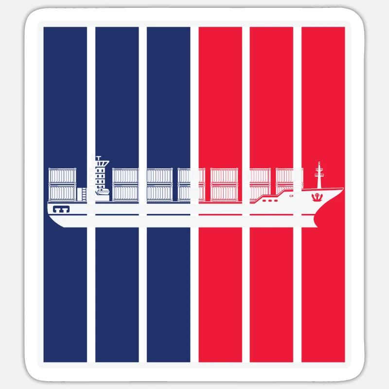 Containerschiff - Sticker Größe S (10 x 10 cm) - Mattweiß