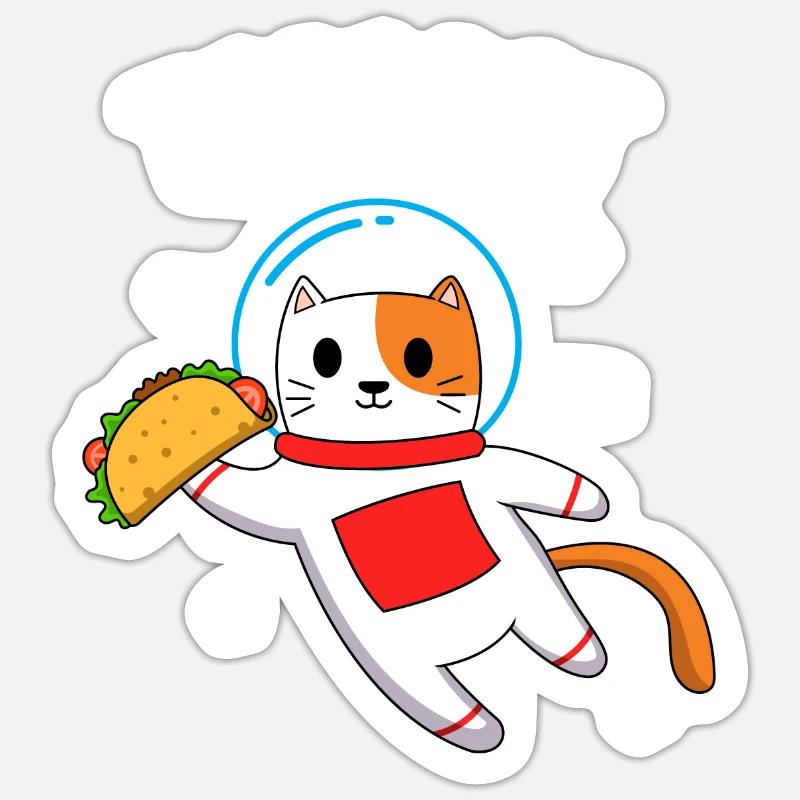 taco chat - Sticker taille S (10 x 10 cm) - blanc mat
