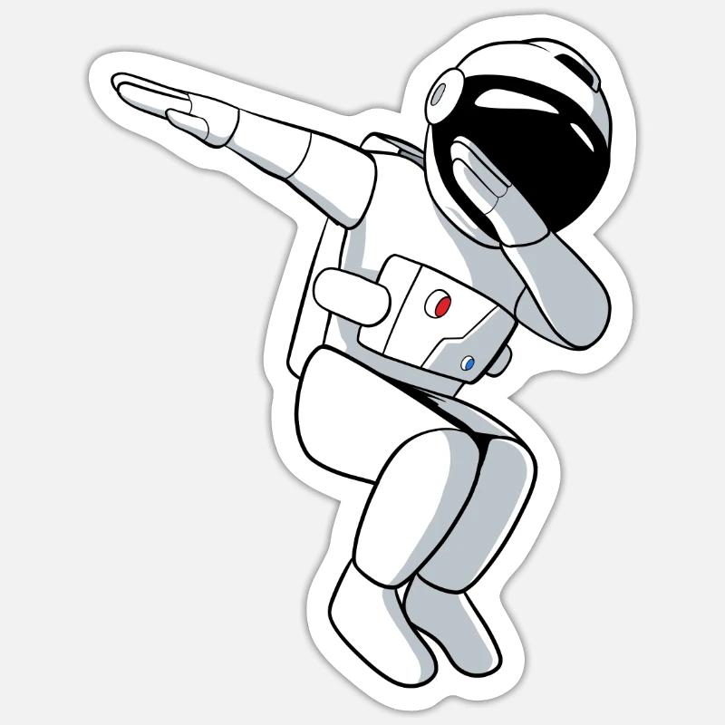 Dabbing Astronaute - Sticker taille S (10 x 10 cm) - blanc mat
