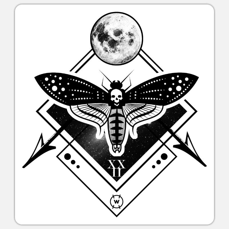 Papillon géométrique Hawk Moth avec Lune Sticker taille S (10 x 10 cm)
