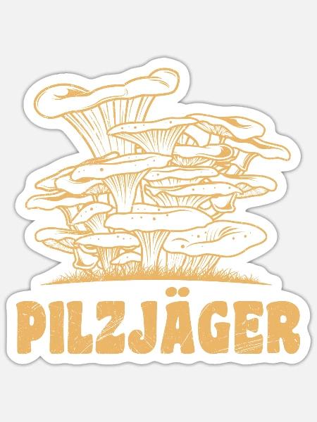 Pilzjäger Pilze sammeln Pilzsammler - Sticker Größe S (10 x 10 cm) - Mattweiß