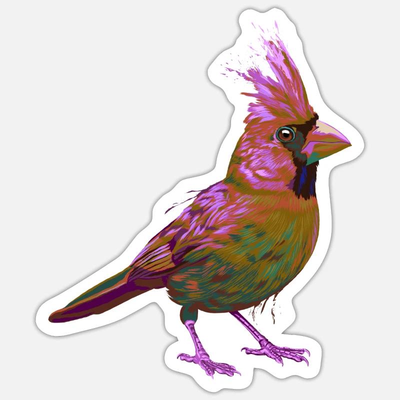 Bunter Splash Vogel Rotkardinal - Sticker Größe S (10 x 10 cm) - Mattweiß