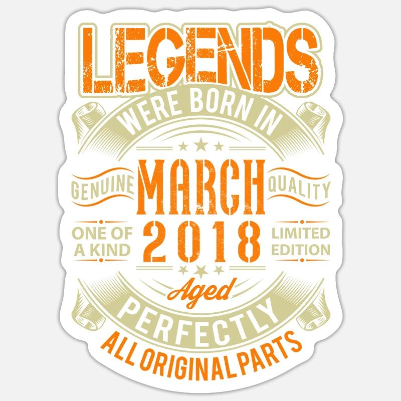 Légende d’anniversaire de mars 2018 - Sticker taille S (10 x 10 cm) - blanc mat