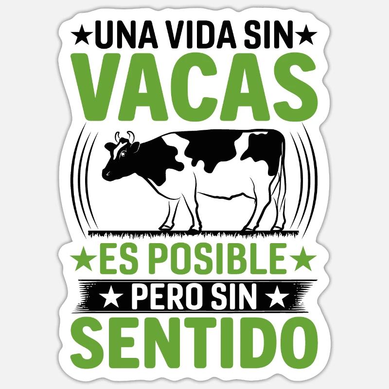 Cadeau De Vache Drôle - Sticker taille S (10 x 10 cm) - blanc mat