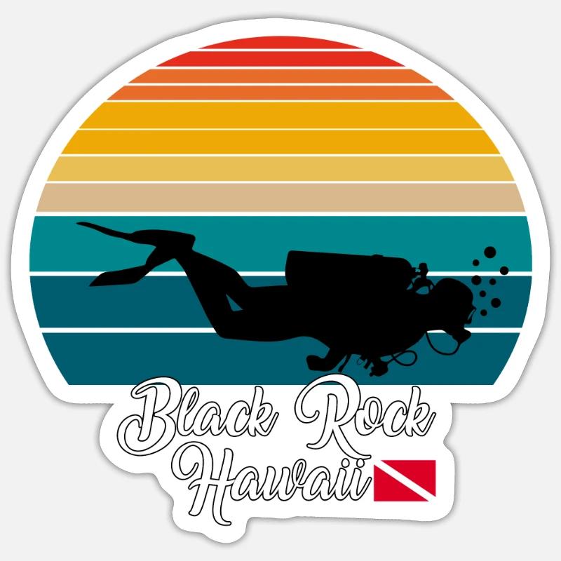 Black Rock Hawaii Plongée - Sticker taille S (10 x 10 cm) - blanc mat