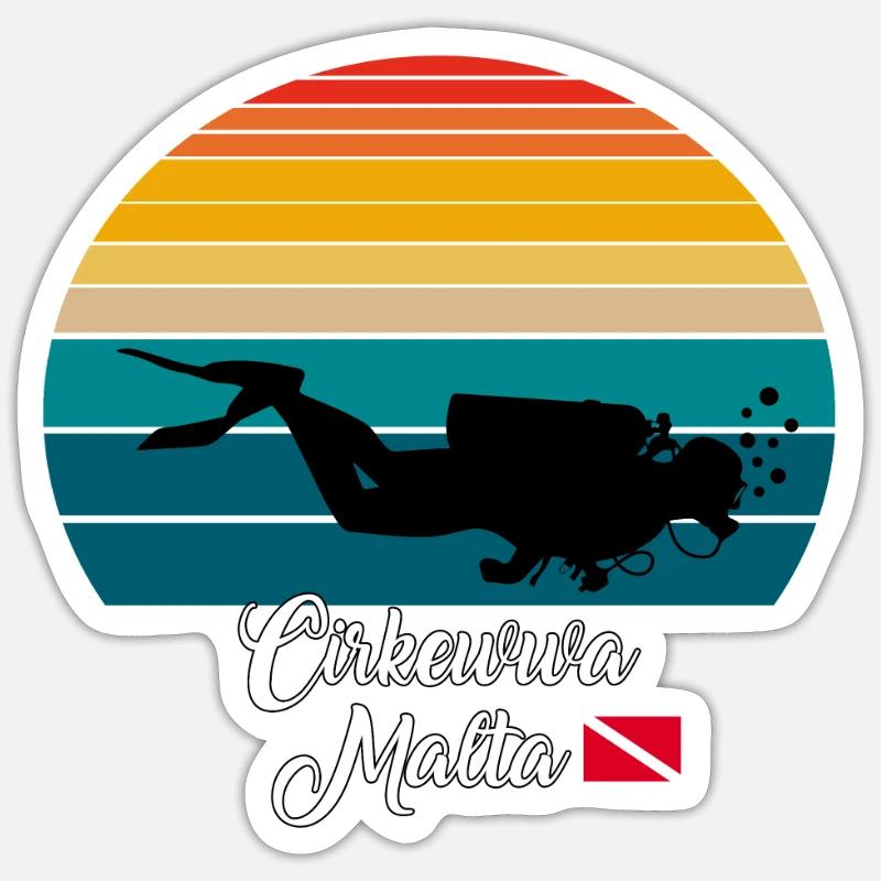 Cirkewwa Malte Plongée - Sticker taille S (10 x 10 cm) - blanc mat