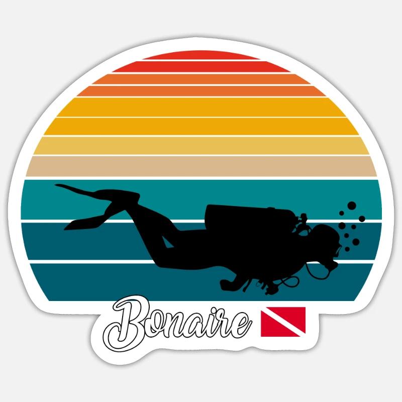Bonaire Caraïbes Pays-Bas Plongée - Sticker taille S (10 x 10 cm) - blanc mat