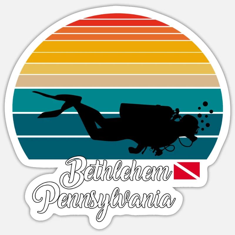 Plongée à Bethlehem Pennsylvanie Sticker taille S (10 x 10 cm)