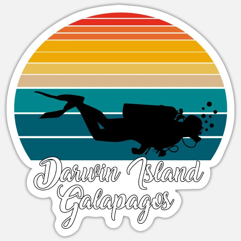 Darwin Island Galapagos Plongée - Sticker taille S (10 x 10 cm) - blanc mat