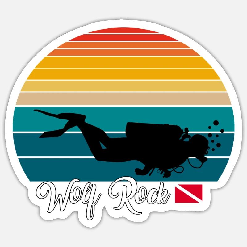 Wolf Rock Australie Plongée - Sticker taille S (10 x 10 cm) - blanc mat