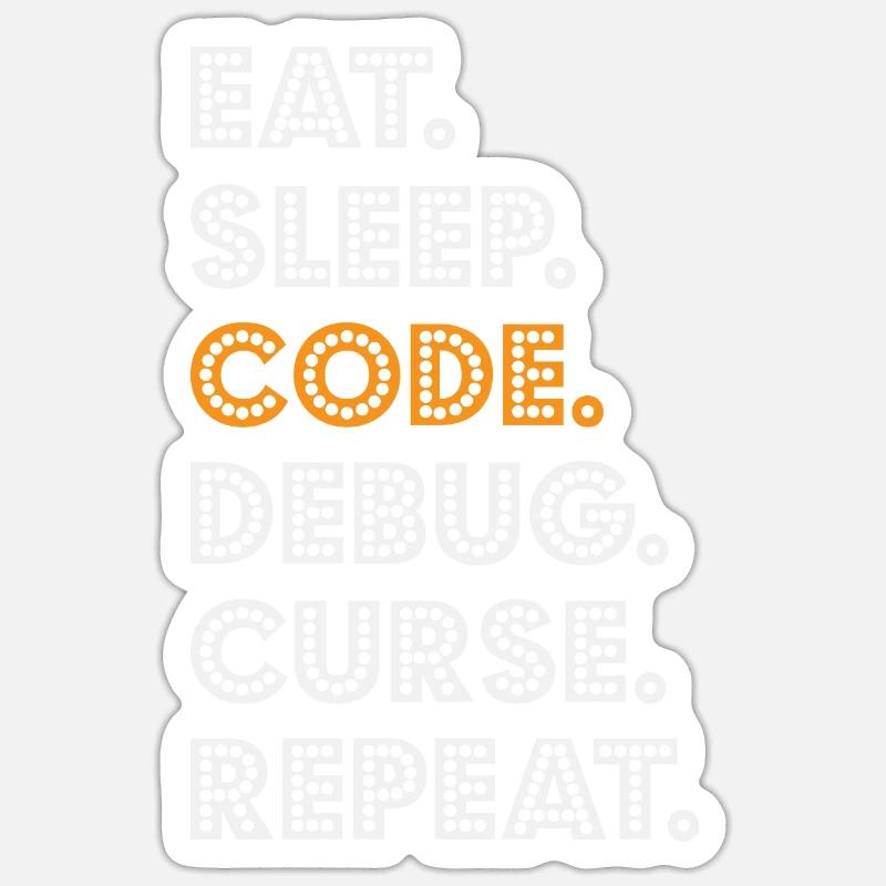 Eat Sleep Code Debug Curse Repeat Programmer Coder Sticker Größe S (10 x 10 cm)