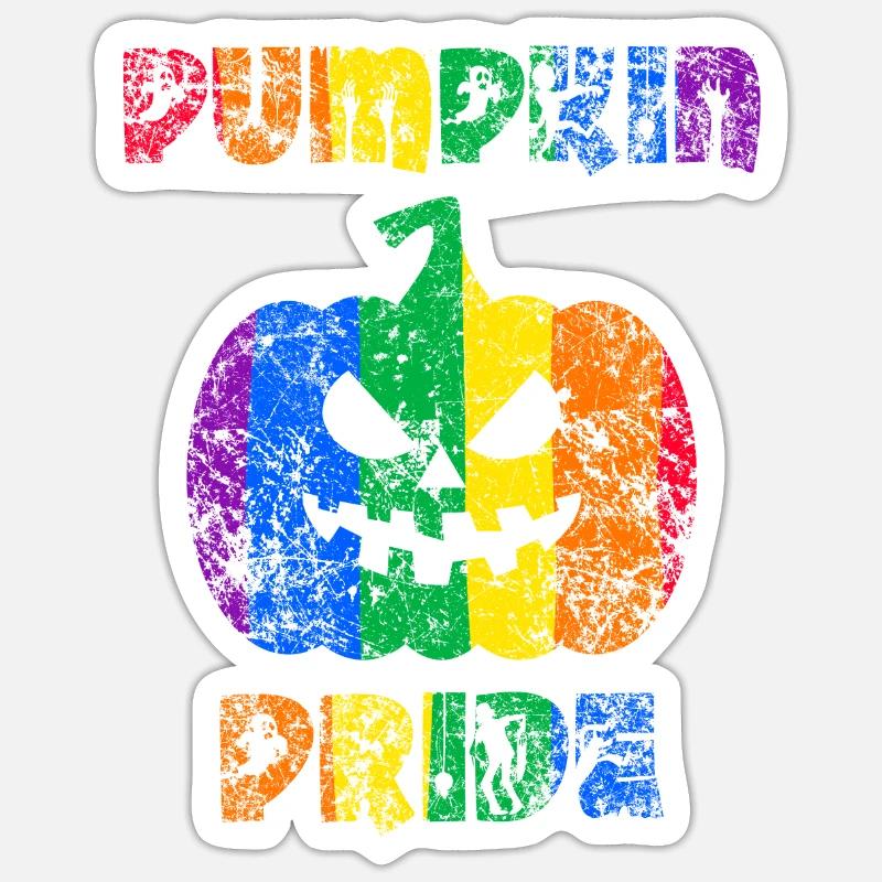 Fierté citrouille Halloween Pride - Sticker taille S (10 x 10 cm) - blanc mat