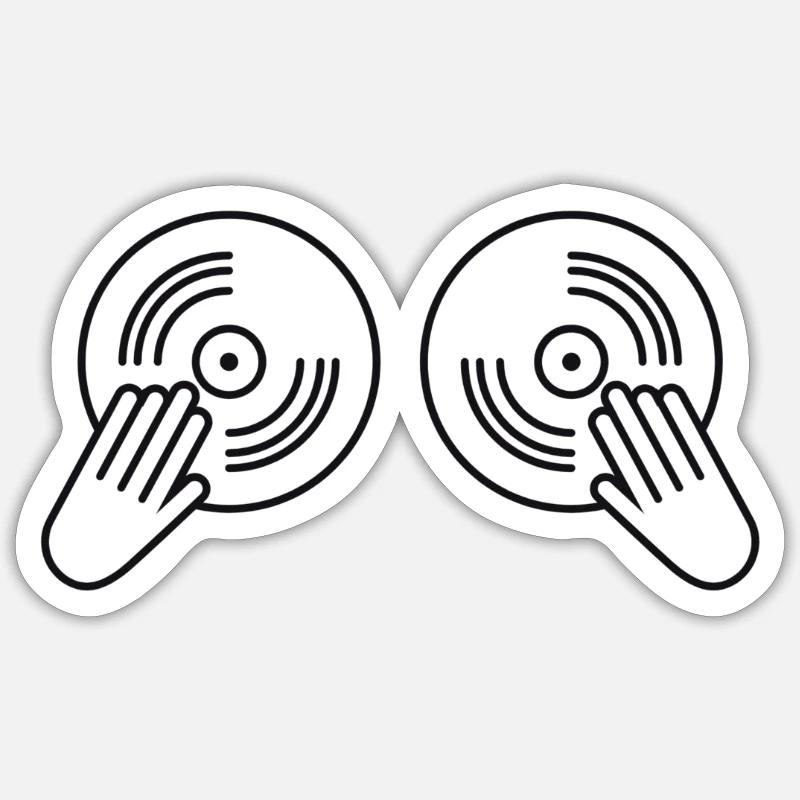 Musique Techno DJ Discjokey - Sticker taille S (10 x 10 cm) - blanc mat